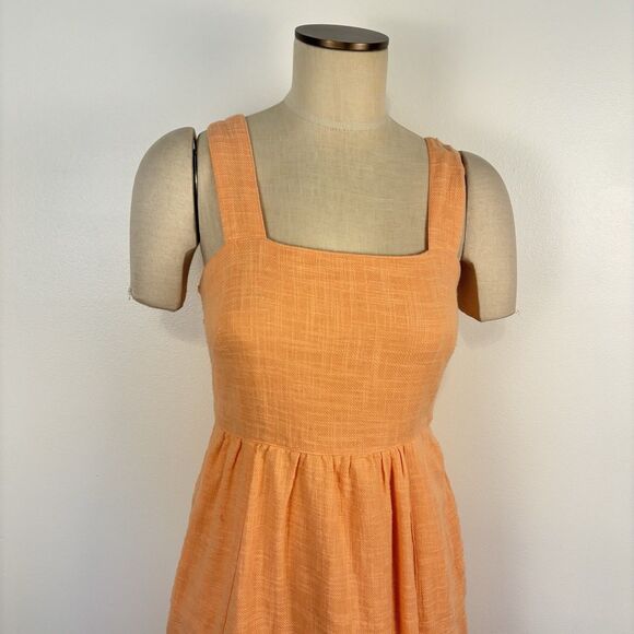 Anthropologie Size 4 Meadow Rue Ingalls Front Tie Apron Dress Pockets Orange - Picture 4 of 11